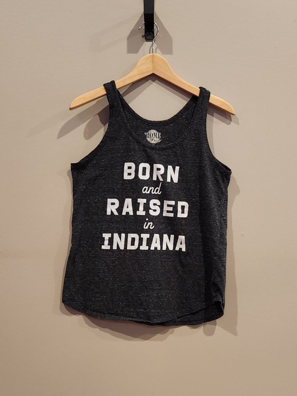 Home Free Women's Medium Born and Raised in Indiana Graphic Tank Top